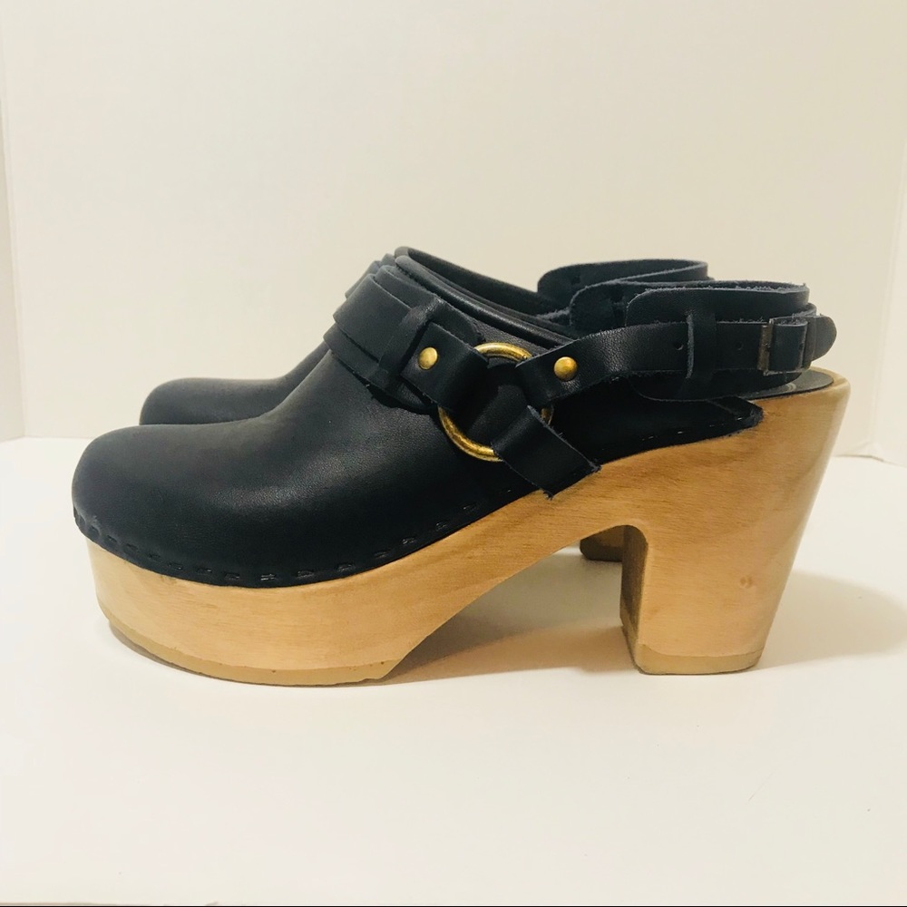 No. 6 Leather Strap Clogs - Picture 1 of 8
